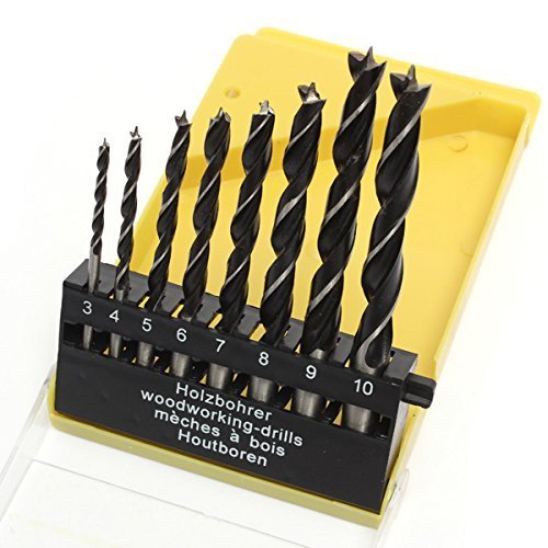 Topzone 8 Pieces 1/8″ – 3/8″ Brad Point Drill Bits Set for Wood