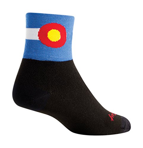 SockGuy, Classic Colorado Flag 2 Mens Socks, cuff height 3″, size S / M, black