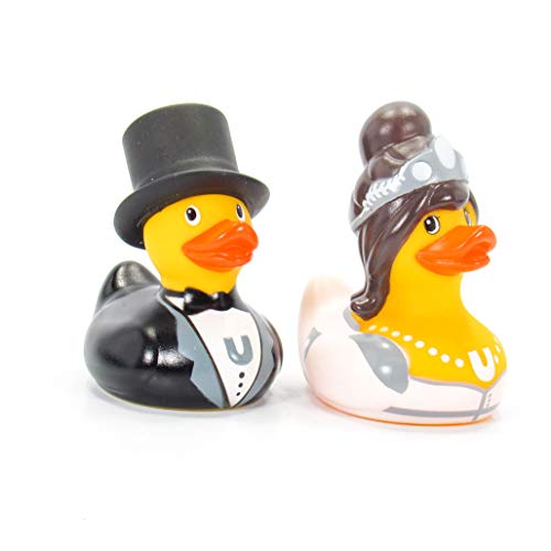 Bride & Groom Rubber Duck (Mini) Set Bath Toy by Bud Duck | Elegant Gift Packaging I do! | Child Safe | Collectable