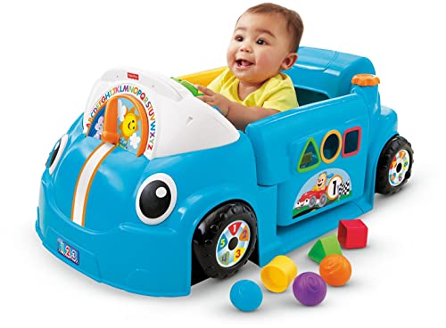 Fisher-Price Laugh & Learn Baby Activity Center, Crawl Around Car, Interactive Playset With Smart Stages For Infants & Toddlers, Blue [Amazon Exclusive]