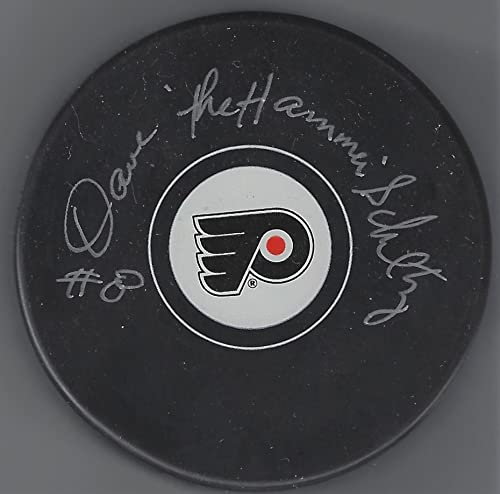 Autographed Dave Schultz Philadelphia Flyers Hockey Puck