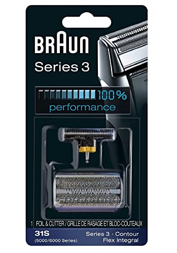 31S BRAUN 5000/6000 Series Contour Flex XP Integral Shaver Foil & Cutter Head Replacement Combi Pack Silver Color