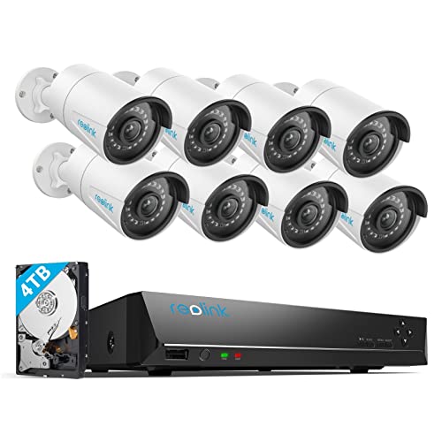 REOLINK 16CH 5MP Home Security Camera System, 8pcs Wired 5MP Outdoor PoE IP Cameras with Person Vehicle Detection, 4K 16CH NVR with 4TB HDD for 24-7 Recording, RLK16-410B8-5MP