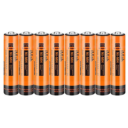 8-Pack iMah 1.2V 750mAh Ni-MH AAA Rechargeable Batteries for Panasonic Cordless Phone Also Compatible with BK30AAABU BK40AAABU HHR-55AAABU HHR-65AAABU HHR-75AAA/B HHR-4DPA/4B BT205662 and Solar Lights