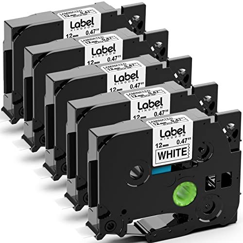 LK Label Maker Tape Replace for Brother P-Touch Label Tape Tze-231 TZe 231 Label Refills 12mm 0.47 Inch Laminated Black on White for Brother Ptouch PT-D210 PT-H110 PT-1880 PT-D410 Label Maker, 5 Pack