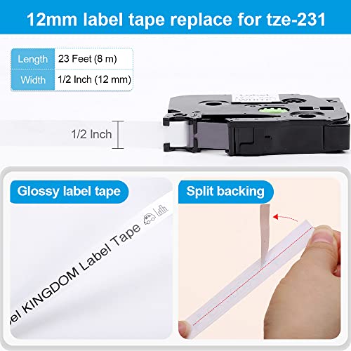 LK Label Maker Tape Replace for Brother P-Touch Label Tape Tze-231 TZe 231 Label Refills 12mm 0.47 Inch Laminated Black on White for Brother Ptouch PT-D210 PT-H110 PT-1880 PT-D410 Label Maker, 5 Pack | The Storepaperoomates Retail Market - Fast Affordable Shopping
