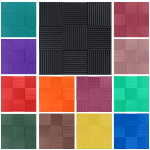 Soundproofing Acoustic Studio Foam – Wedge Style Panels – 12″x12″x1″ Tiles – 6 Pack – DIY Acoustic Treatment for Recording Studio, Podcasting, Voice Over Vocal Booths, and More