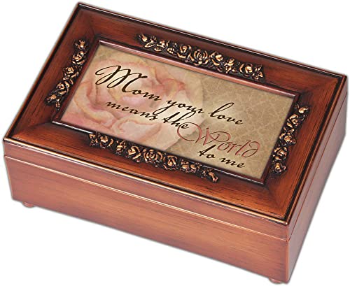 Cottage Garden Mom Love Means The World Burlwood Petite Rose Jewelry Music Box Plays You are My Sunshine