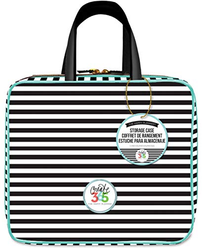 me & my BIG ideas Storage Case – The Happy Planner Scrapbooking Supplies – Black & White Stripe – Holds Your Planner & Accessories – Zippered Bag with Handle & 2 Removable Pouches – 12 x 10.5 x 4 in.