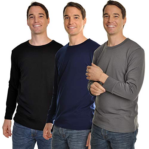 Swan Men’s Fleece-Lined Long-Sleeve Thermal Tops (3-Pack), T8915_B_Cold_L