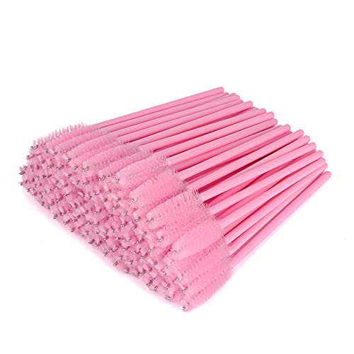 100PCS Disposable Eyelash Mascara Brushes Wands Applicator Eyebrow Brush, Eyelash Extension Supplies (Baby Pink)