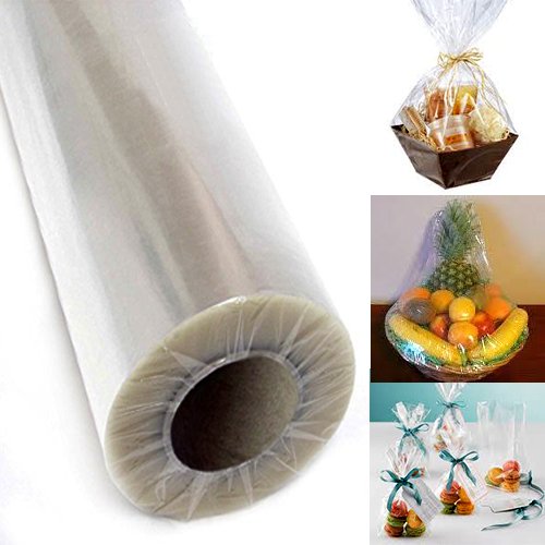 Adorox 40″ Inch 100′ Ft (Folded) Clear Cellophane Wrap Roll Christmas Holidays Thanksgiving Easter Halloween Mothers Day (Meets FDA Specifications)