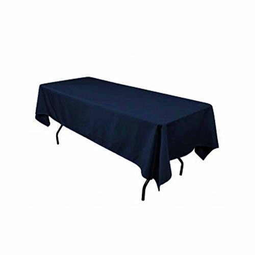 New Creations Fabric & Foam Inc 60″ Wide by 144″ Long Rectangular Polyester Poplin Tablecloth, Dark Navy Blue