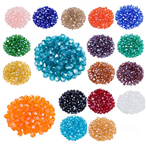 Lot 1800pcs Glass Bicone Beads – LONGWIN Wholesale 4mm Bicone Shaped Crystal Faceted Beads Jewelry Making Supply for DIY Beading Projects, Bracelets, Necklaces, Earrings & Other Jewelries (Color 2)
