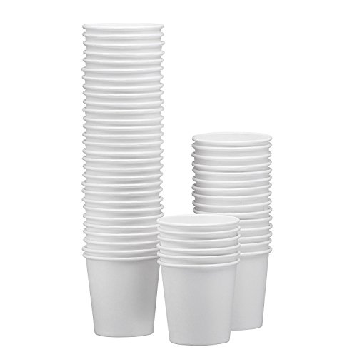 NYHI 50-Pack White Paper Disposable Cups – Hot/Cold Beverage Drinking Cup for Water, Juice, Coffee or Tea – Ideal for Water Coolers, Party, or Coffee On the Go’ (8 oz)