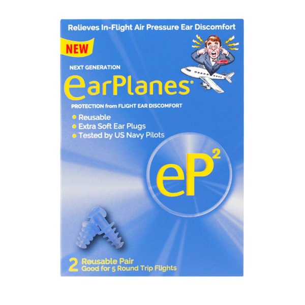 EP2 by Cirrus Healthcare Second Generation EarPlanes Earplugs Ear Protection from Flight Air and Noise Sound (2 Reusable Pair)