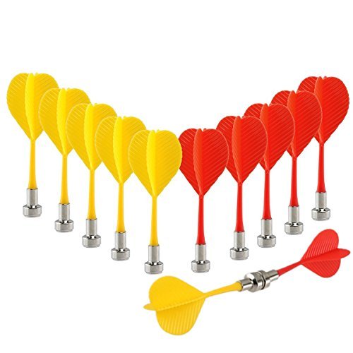 Yalis Magnetic Darts 12 Packs, Replacement Dart Game Safety Plastic Darts, Red and Yellow