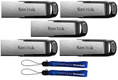 SanDisk Ultra Flair USB (5 Pack) 3.0 16GB Flash Drive High Performance Thumb Drive/Jump Drive SDCZ73-016G-G46 – with (2) Everything But Stromboli ™ Lanyard