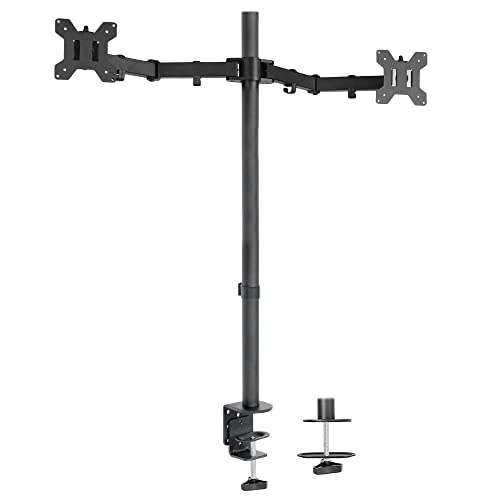 VIVO Dual Monitor Stand Up Desk Mount Extra Tall 39 inch Pole, Fully Adjustable Stand for up to 27 inch Screens, Black, STAND-V012