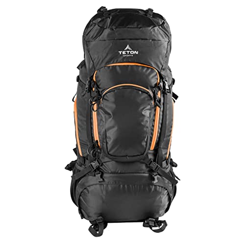 TETON Sports Grand 5500 Ultralight Plus Backpack; Lightweight Hiking Backpack for Camping, Hunting, Travel, and Outdoor Sports , Black, 34″ x 15″ x 17″