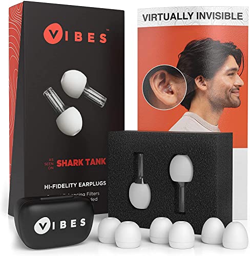 Vibes High-Fidelity Earplugs – Invisible Ear Plugs for Concerts, Musicians, Motorcycles, Airplanes, Raves, Work Noise Reduction, Hearing Protection – Fits Small Medium Large – As Seen On Shark Tank