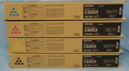 WCI Best Value Pack of All (4) Genuine Original Ricoh Brand MP-C4503/5503/6003 Series Toner Cartridges + a Free $25 Restaurant Gift Card. (1) Each of: BK(841849); CY(841852); MG(841851); YE(841850)