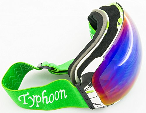 Typhoon Sports Magnetic Lens Ski Snowboard Anti-Fog Goggles (Green White w/Green & Yellow) | The Storepaperoomates Retail Market - Fast Affordable Shopping