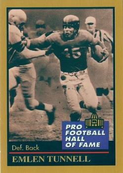 Emlen Tunnell football card (New York Giants) 1991 Enor #141 Pro Football Hall of Fame Defensive Back