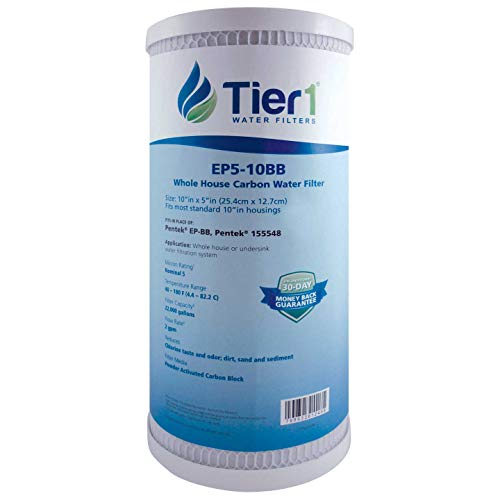 Tier1 5 Micron 10 Inch x 4.5 Inch | 6-Pack Whole House Carbon Block Water Filter Replacement Cartridge | Compatible with Pentek EP-BB, EP5-BB, 155548-43, CG5-104, EV910805, Home Water Filter