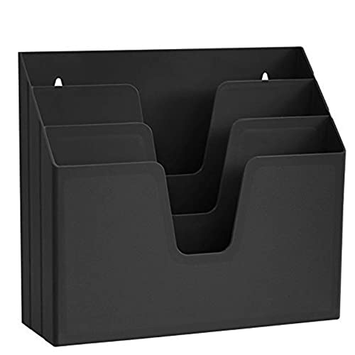 Acrimet Horizontal Triple File Folder Holder Organizer (Black Color)