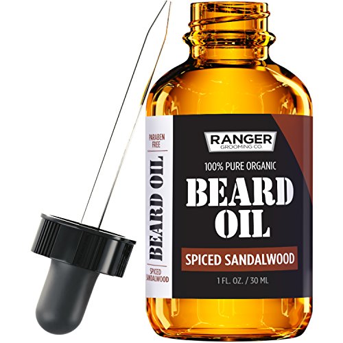 Leven Rose Spiced Sandalwood Beard Oil & Leave In Conditioner by Ranger Grooming Co, 100% Pure Natural Organic for Groomed Beards, Mustaches, and Moisturized Skin 1 oz