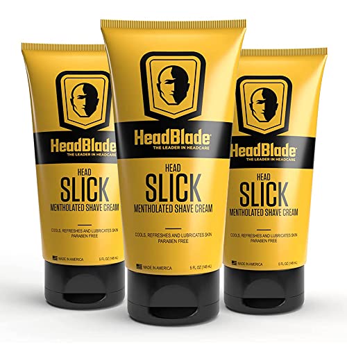 HeadBlade HeadSlick Men’s Head & Skull Shaving Cream | No more Nick, Cuts, or Razor Burns | 5 oz (3 Pack)