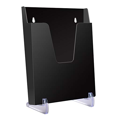 Acrimet Pocket File Holder Vertical Design Brochure Display (for Wall Mount or Countertop Use) (Removable Supports Included) (Letter Size) (Black Color)
