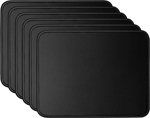 Mouse Pad Bundle Stitched Edges Premium Waterproof Gaming Mouse Mat Pad, Extends Battery Life Non-Slip Rubber Base Thick Black Mousepad for Laptop Computer & PC, 11 x 8.7 inch, Black-Pack of 6