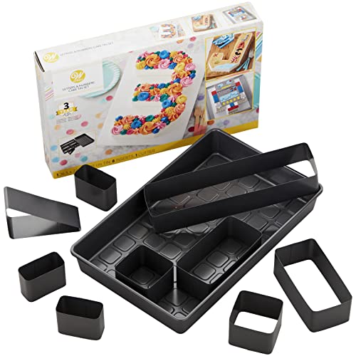 Wilton Letters and Numbers Adjustable Non-Stick Cake Pan Set, 10-Piece Set, Steel