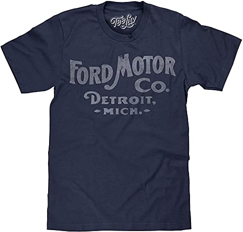 Ford Motor Co. Detroit Michigan Men’s T-Shirt | Poly Cotton Blend | Classic Look – Large Midnight Navy Heather