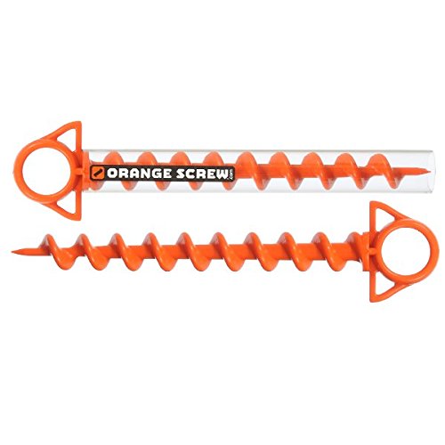 Orange Screw: The Ultimate Ground Anchor | Large 2 Pack Tent Stakes | Made in USA (Orange)