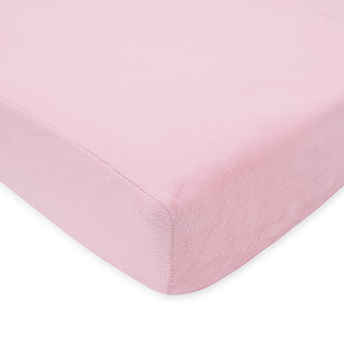 TL Care Heavenly Soft Chenille Fitted Crib Sheet for Standard Crib and Toddler Mattresses, Pink, 28 x 52, for Girls