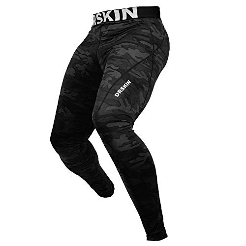 DRSKIN Men’s Compression Pants Tights Leggings Sports Baselayer Athletic Workout Running Active Gym (DMBB04, L) Black