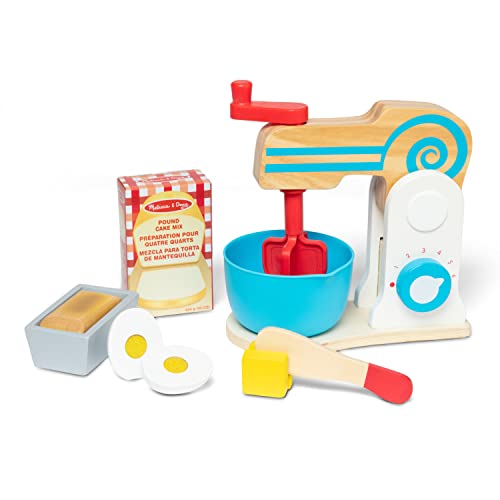 Melissa & Doug Wooden Make-a-Cake Mixer Set (10 pcs) – Play Food and Kitchen Accessories – Kitchen Playset Accessories, Pretend Play Kitchen Toys For Kids Ages 3+