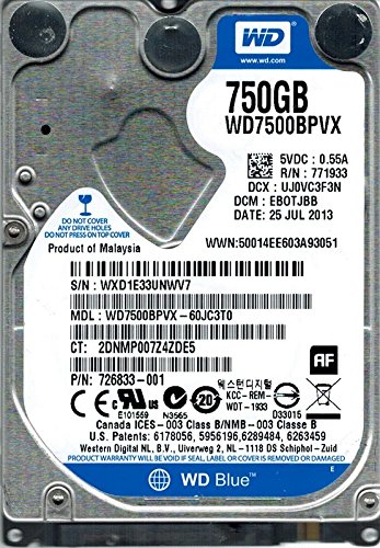 WD Blue WD7500BPVX 750 GB Hard Drive – SATA (SATA/600) – 2.5 Drive – Internal