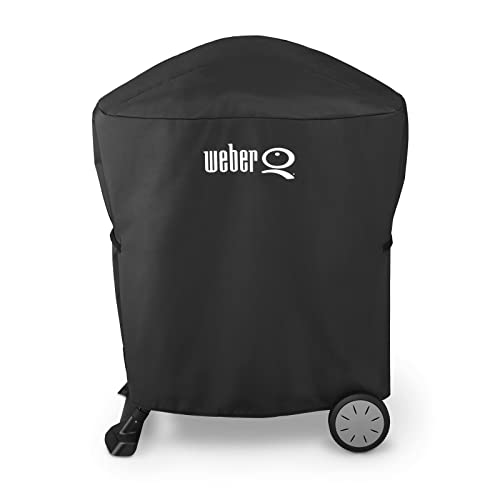 Weber Q 1000 and 2000 Series with Portable Cart Grill Cover, Heavy Duty and Waterproof, Fits Grill Widths Up To 32 Inches