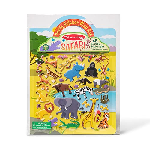 Melissa & Doug Puffy Sticker Play Set: Safari – 42 Reusable Stickers – Travel Activities For Kids, Reusable Sticker Toy, Restickable Sticker Book For Kids Ages 4+