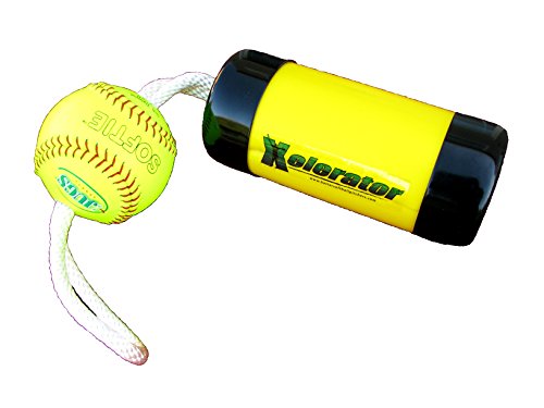 The Ultimate Xelerator Fastpitch Softball Pitching Trainer and Warm Up Tool with 12 Inch Premium Leather Indoor Ball for Improved Grip