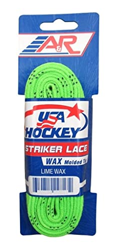 A&R New Doz (12) Pair USA Hockey Striker Waxed Molded Tip Skate Laces Lime Green