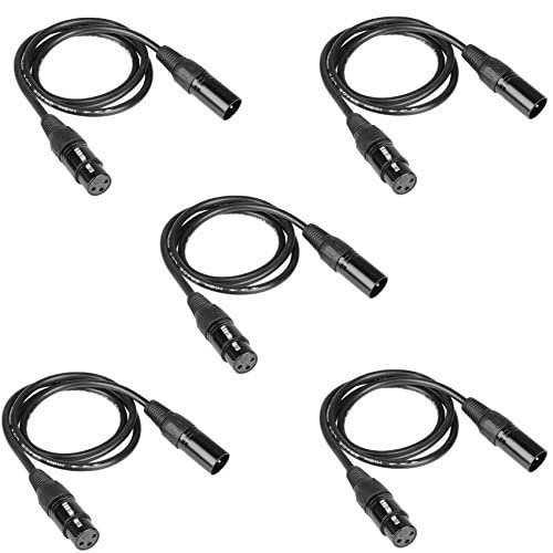 DMX Cable 5PCS 6.5ft /2m Long XLR DMX 512 Cable DMX 3Pin True Male to Female for DMX Stage Moving led Strobe Lights | The Storepaperoomates Retail Market - Fast Affordable Shopping