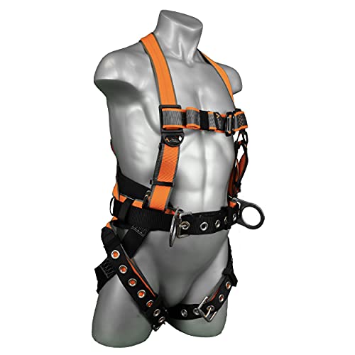 Malta Dynamics Warthog MAXX Side D-Ring Fall Protection Safety Harness with Removable Safety Belt, Full Body Harness for Construction, Safety and Protection – OSHA/ANSI Compliant, (L-XL)