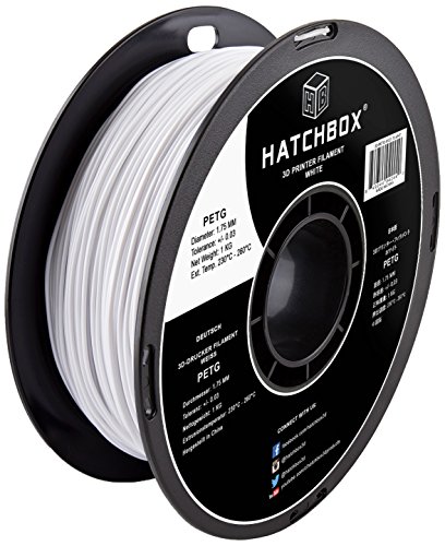 HATCHBOX PETG 3D Printer Filament, Dimensional Accuracy +/- 0.03 mm, 1 kg Spool, 1.75 mm, White