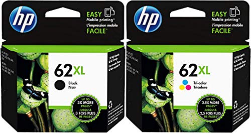 Genuine HP 62XL Black and Color Inkjet Cartridges in Retail Combo Pack