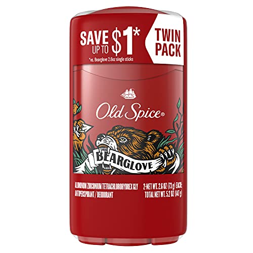 Old Spice Anti-Perspirant Deodorant for Men, Bearglove, 2.6 oz, Pack of 2